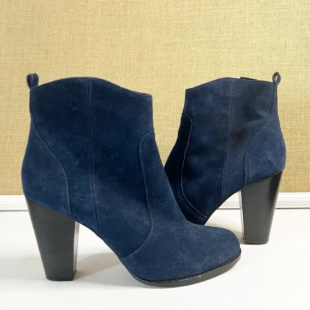 Joie Dalton Bootie Blue Suede Zip Up Ankle Boots Size 38.5 (US 8.5)